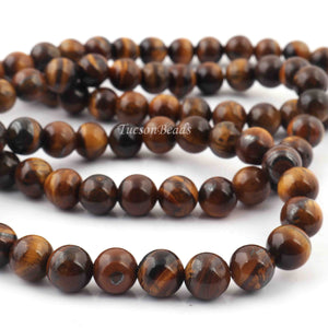 1 Strand Brown Tiger Eye , Best Quality , High Quality , Smooth Round Balls - Smooth Balls Beads -8mm 15 Inches BR0062 - Tucson Beads