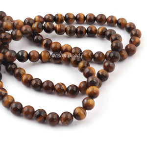 1 Strand Brown Tiger Eye , Best Quality , High Quality , Smooth Round Balls - Smooth Balls Beads -8mm 15 Inches BR0062 - Tucson Beads