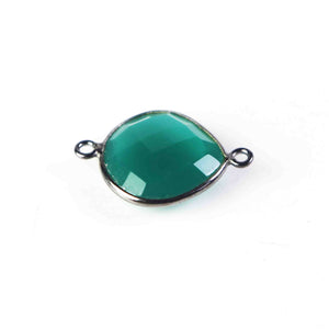 5 Pcs Green Onyx Oxidized Sterling Silver Faceted Assorted Connector/Pendant -21mmx14mm-16mmx7mm SS624 - Tucson Beads