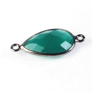 5 Pcs Green Onyx Oxidized Sterling Silver Faceted Assorted Connector/Pendant -21mmx14mm-16mmx7mm SS624 - Tucson Beads