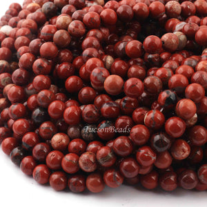 1 Strand Red Jasper , Best Quality , High Quality , Smooth Round Balls - Smooth Balls Beads -8mm 15 Inches BR0063 - Tucson Beads