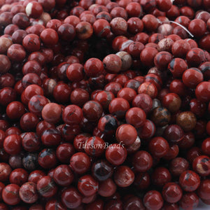 1 Strand Red Jasper , Best Quality , High Quality , Smooth Round Balls - Smooth Balls Beads -8mm 15 Inches BR0063 - Tucson Beads