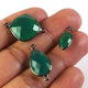 5 Pcs Green Onyx Oxidized Sterling Silver Faceted Assorted Connector/Pendant -21mmx14mm-16mmx7mm SS624 - Tucson Beads