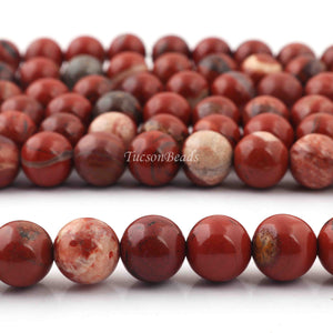 1 Strand Red Jasper , Best Quality , High Quality , Smooth Round Balls - Smooth Balls Beads -8mm 15 Inches BR0063 - Tucson Beads