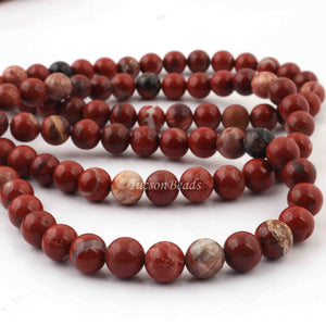 1 Strand Red Jasper , Best Quality , High Quality , Smooth Round Balls - Smooth Balls Beads -8mm 15 Inches BR0063 - Tucson Beads