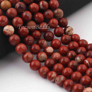 1 Strand Red Jasper , Best Quality , High Quality , Smooth Round Balls - Smooth Balls Beads -8mm 15 Inches BR0063 - Tucson Beads