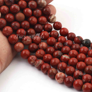 1 Strand Red Jasper , Best Quality , High Quality , Smooth Round Balls - Smooth Balls Beads -8mm 15 Inches BR0063 - Tucson Beads