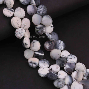 1 Strand Dendrite Opal Faceted Briolettes -Heart Shape  Briolettes - 10mm-11mm - 8 Inches BR3707 - Tucson Beads