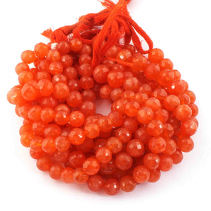 1 Long Strand Carnelian Faceted Briolettes  - Round Shape Briolettes , Jewelry Making Supplies 9mm-8mm 9 Inches BR0591 - Tucson Beads