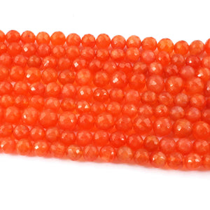 1 Long Strand Carnelian Faceted Briolettes  - Round Shape Briolettes , Jewelry Making Supplies 9mm-8mm 9 Inches BR0591 - Tucson Beads