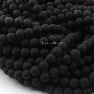 1 Strand Matte Black Onyx , Best Quality , High Quality , Smooth Round Balls - Smooth Balls Beads -8mm 14.5 Inches BR0059 - Tucson Beads