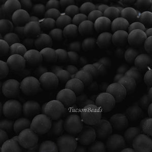 1 Strand Matte Black Onyx , Best Quality , High Quality , Smooth Round Balls - Smooth Balls Beads -8mm 14.5 Inches BR0059 - Tucson Beads