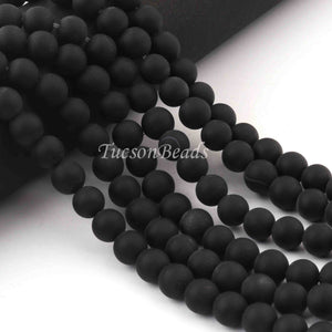 1 Strand Matte Black Onyx , Best Quality , High Quality , Smooth Round Balls - Smooth Balls Beads -8mm 14.5 Inches BR0059 - Tucson Beads