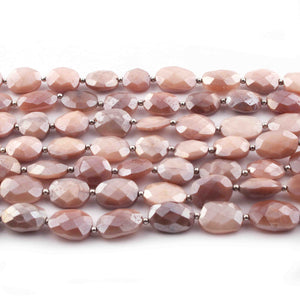 1 Strand Peach  Moonstone Silverite Faceted Briolettes - Oval Shape Briolettes -  14mmx11mm 10 Inches BR0712 - Tucson Beads