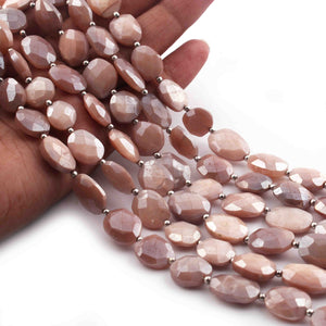 1 Strand Peach  Moonstone Silverite Faceted Briolettes - Oval Shape Briolettes -  14mmx11mm 10 Inches BR0712 - Tucson Beads