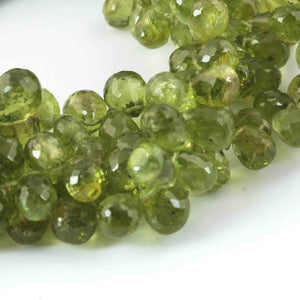 1 Strand  Peridot  Faceted Briolettes - Tear Shape Briolettes -8mmx6mm-10mmx7mm 7 inch BR0608 - Tucson Beads