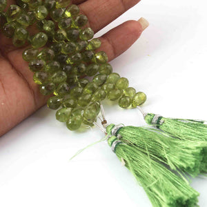 1 Strand  Peridot  Faceted Briolettes - Tear Shape Briolettes -8mmx6mm-10mmx7mm 7 inch BR0608 - Tucson Beads