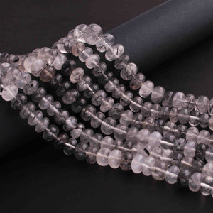 1 Strand Black Rutile Smooth Rondelles - Rutile Rondelles Beads - 7mm- 10mm -12.5 Inches BR01090 - Tucson Beads