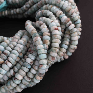 1 Strand Natural Larimar Gemstone Faceted Rondelles - Rounde Beads - 6mm -15 Inches Long BR01098 - Tucson Beads