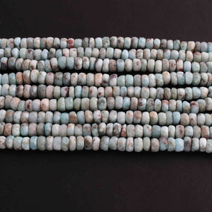 1 Strand Natural Larimar Gemstone Faceted Rondelles - Rounde Beads - 6mm -15 Inches Long BR01098 - Tucson Beads