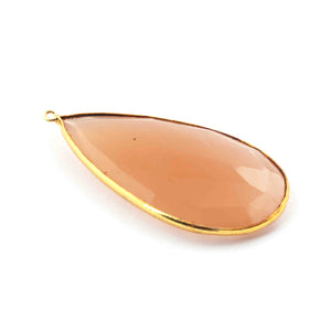 2  Pcs Mix Stone Faceted Pear Shape 24k Gold Plated Pendant - 49mmx27mm-55mmx29mm-PC702 - Tucson Beads