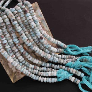 1 Strand Natural Larimar Gemstone Faceted Rondelles - Rounde Beads - 6mm -15 Inches Long BR01098 - Tucson Beads