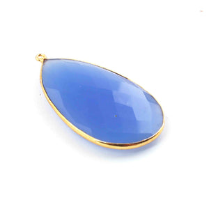 2  Pcs Mix Stone Faceted Pear Shape 24k Gold Plated Pendant - 49mmx27mm-55mmx29mm-PC702 - Tucson Beads