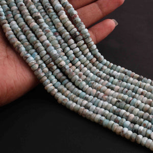 1 Strand Natural Larimar Gemstone Faceted Rondelles - Rounde Beads - 6mm -15 Inches Long BR01098 - Tucson Beads