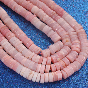 1  Strand  Natural Pink  Opal Smooth Heishi Tyre Shape Gemstone Beads, Pink  Opal Plain Tyre Rondelles Beads -7mm - 16 Inches BR02805 - Tucson Beads