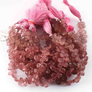 1 Strand Strawberry Quartz Faceted Briolettes - Pear Drop Shape Briolettes -8 mmX12mm- 8 inch BR0611 - Tucson Beads