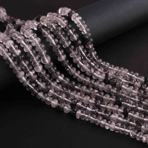 1 Strand Black Rutile Smooth Rondelles - Rutile Rondelles Beads -6mm -12.5 Inches BR01091 - Tucson Beads