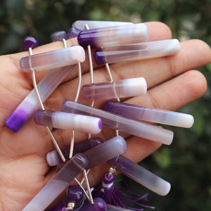 1 Long Strand Shaded Purple Chalcedony Smooth Briolettes -Fancy Shape  Briolettes - 25mmx7mm- 59mmx8mm - 8 Inches BR01356 - Tucson Beads