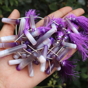 1 Long Strand Shaded Purple Chalcedony Smooth Briolettes -Fancy Shape  Briolettes - 25mmx7mm- 59mmx8mm - 8 Inches BR01356 - Tucson Beads