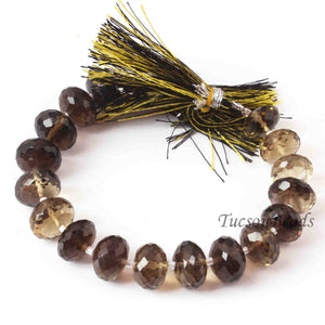 1  Strand Lemon Smoky Quartz  Faceted Roundels -Round Shape  Roundels   12mm - 6 Inches BR2027 - Tucson Beads