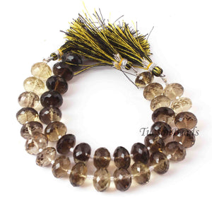 1  Strand Lemon Smoky Quartz  Faceted Roundels -Round Shape  Roundels   12mm - 6 Inches BR2027 - Tucson Beads