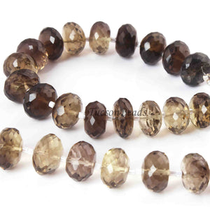 1  Strand Lemon Smoky Quartz  Faceted Roundels -Round Shape  Roundels   12mm - 6 Inches BR2027 - Tucson Beads