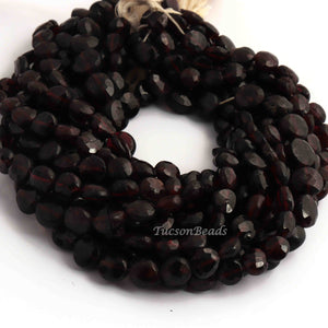 1  Strand Garnet Faceted Briolettes  -Coin Shape  Briolettes  7mmx6mm-9 Inches BR2750 - Tucson Beads