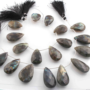 1  Strand Labradorite Faceted Briolettes -Pear Shape  Briolettes - 26mmx18mm-40mmx18mm -9 Inches BR01274 - Tucson Beads