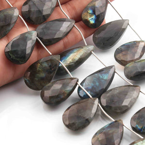 1  Strand Labradorite Faceted Briolettes -Pear Shape  Briolettes - 26mmx18mm-40mmx18mm -9 Inches BR01274 - Tucson Beads