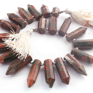 1 Strand Unakite Faceted Briolettes -  Fancy Shape Briolettes -29mmx9mm-16mmx9mm -9 Inches BR01547 - Tucson Beads