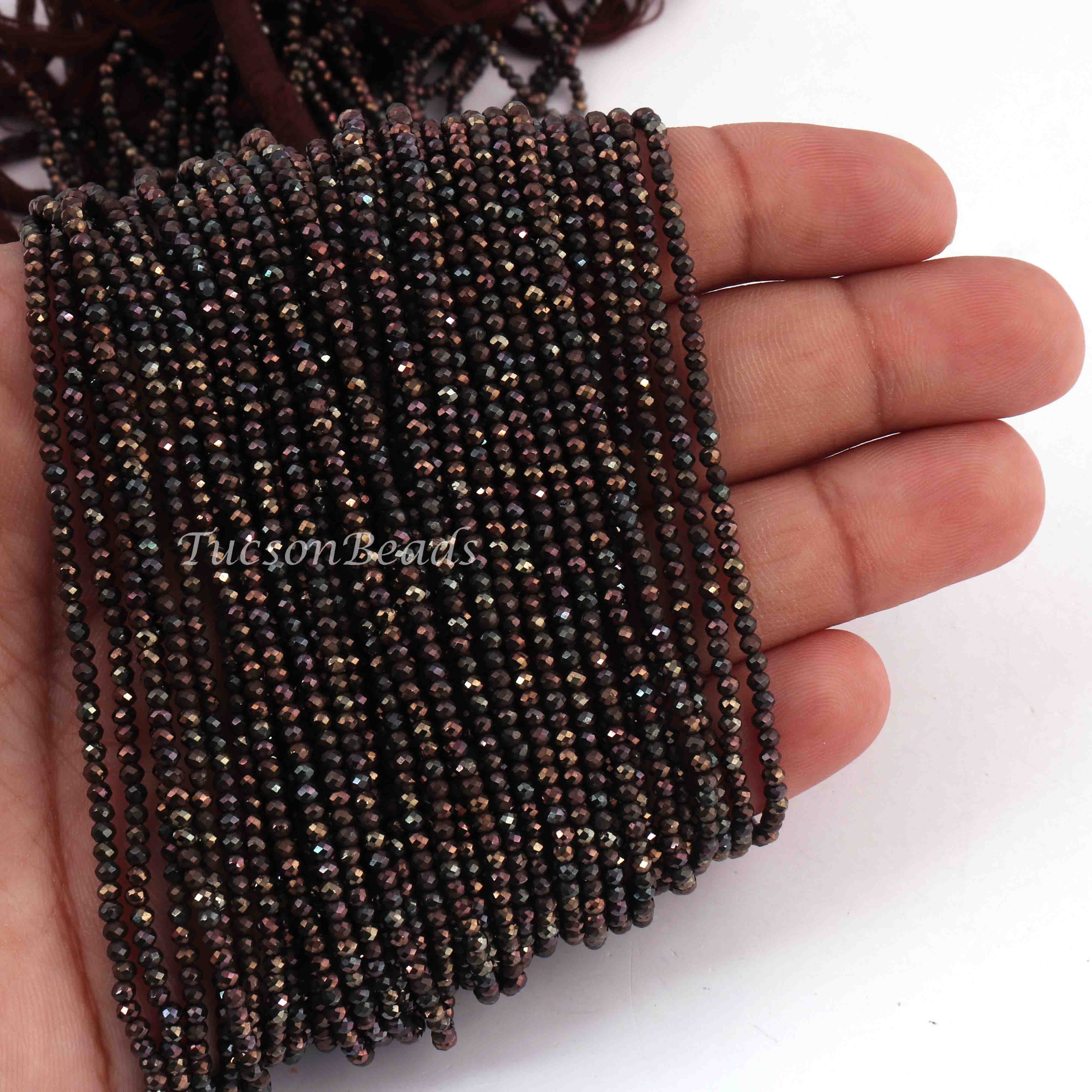 AAA Natural Pyrite Micro Faceted 2mm Beads - RB173