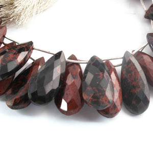 1  Long Strand Shaded Red Jasper  Faceted Briolettes - Pear Shape Briolettes -33mmx13mm-27mmx12mm - 9 Inches Br01595 - Tucson Beads