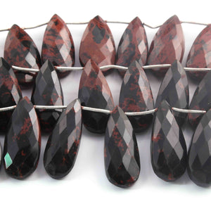 1  Long Strand Shaded Red Jasper  Faceted Briolettes - Pear Shape Briolettes -33mmx13mm-27mmx12mm - 9 Inches Br01595 - Tucson Beads