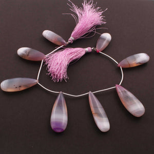 1 Strand Lavender Chalcedony Smooth Briolettes - Pear Drop Briolettes  -29mmx10mm-40mmx10mm - 8 Inches BR1257 - Tucson Beads