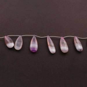 1 Strand Lavender Chalcedony Smooth Briolettes - Pear Drop Briolettes  -29mmx10mm-40mmx10mm - 8 Inches BR1257 - Tucson Beads