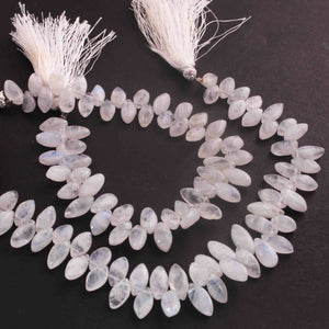 1 Long Strand White  Moonstone Smooth Briolettes - Moonstone Marquise Shape - 13mmx6mm-8mmx6mm-8Inches BR01560 - Tucson Beads