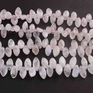 1 Long Strand White  Moonstone Smooth Briolettes - Moonstone Marquise Shape - 13mmx6mm-8mmx6mm-8Inches BR01560 - Tucson Beads