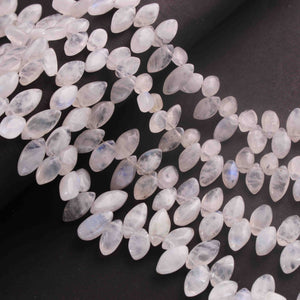 1 Long Strand White  Moonstone Smooth Briolettes - Moonstone Marquise Shape - 13mmx6mm-8mmx6mm-8Inches BR01560 - Tucson Beads