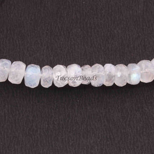 1 Strand White Rainbow Moonstone Faceted Rondelles Beads, Blue Flash Fire Rainbow Moonstone Round Beads 6mm-8mm 9 Inches BR3410 - Tucson Beads