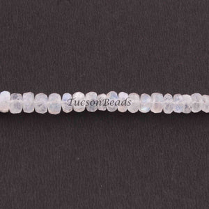 1 Strand White Rainbow Moonstone Faceted Rondelles Beads, Blue Flash Fire Rainbow Moonstone Round Beads 6mm-8mm 9 Inches BR3410 - Tucson Beads